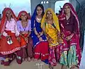 Meena women in traditional costumes in Rajasthan
