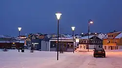 View of Mehamn on New Year's Day (during the polar night)