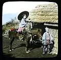 Woman riding pack horse, 1892-1895