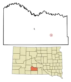 Location in Mellette County and the state of South Dakota