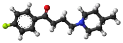 Space-filling model of the melperone molecule