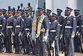 Honour guards from Ghana Air Force during a welcoming ceremony for Ivory Coast Gen. Soumaila Bakayoko, the ECOWAS chair of chiefs of defence staff, during Exercise Western Accord 13.