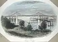 'Menai Bridge' ca 1830 by John Newman, fl. 1838-1880