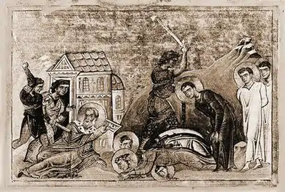Martyrdom of St. Eugenia of Rome and others (Menologion of Basil II, 10th century)