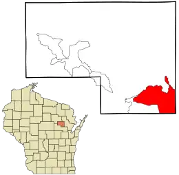 Location in Menominee County and the state of Wisconsin.