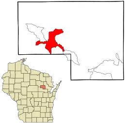 Location in Menominee County and the state of Wisconsin.