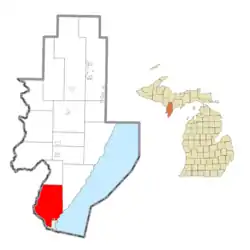 Location within Menominee County and the state of Michigan