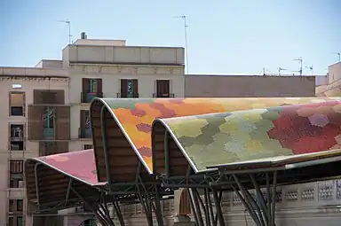 Roof of the Santa Caterina Market, Barcelona, Spain, by Benedetta Tagliabue and Enric Miralles, 2004