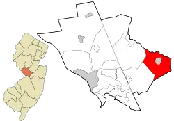 Location of East Windsor in Mercer County highlighted in red (right). Inset map: Location of Mercer County in New Jersey highlighted in orange (left).

Interactive map of East Windsor, New Jersey