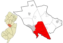 Location of Hamilton Township in Mercer County highlighted in red (right). Inset map: Location of Mercer County in New Jersey highlighted in orange (left).

Interactive map of Hamilton Township, New Jersey