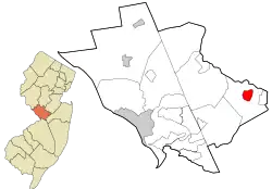 Location of Hightstown in Mercer County highlighted in red (right). Inset map: Location of Mercer County in New Jersey highlighted in orange (left).

Interactive map of Hightstown, New Jersey