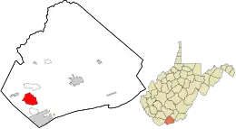 Location in Mercer County and the state of West Virginia.