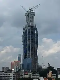 Merdeka 118 in the middle of construction, July 2019