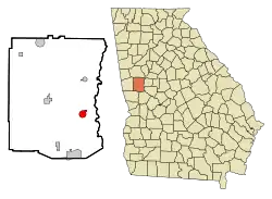 Location in Meriwether County and the state of Georgia