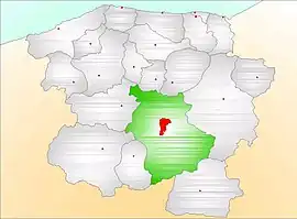 Map showing Kastamonu District (green) in Kastamonu Province