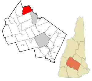 Location in Merrimack County and the state of New Hampshire