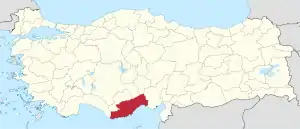 Location of the province within Turkey