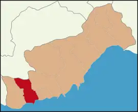 Map showing Bozyazı District in Mersin Province