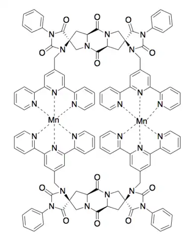 A spiroligomer that binds manganese and zinc