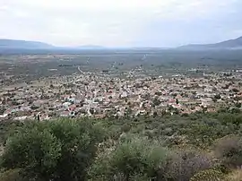 Panoramic view of the village by the foot of the mountain Koulochera