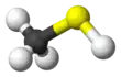 Ball-and-stick model of the methanethiol molecule