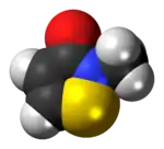Space-filling model of the methylisothiazolinone molecule