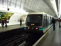 Line 1 MP 89 rolling stock at Reuilly–Diderot