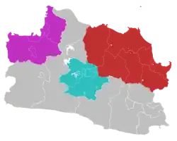 Bandung Basin in West Java shown in verdigris