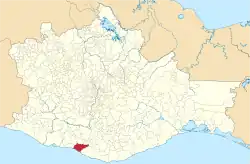 Location of the municipality in Oaxaca