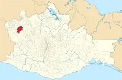 Location of the municipality within Oaxaca