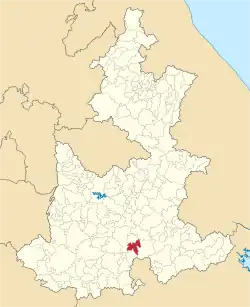 Location of the municipality in Puebla