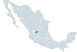 Location of the state of Aguascalientes