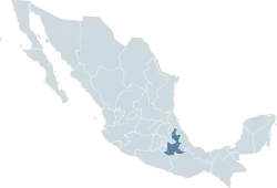 Location of the state within Mexico