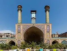 Tehran's Shah Mosque is located next to the Grand Bazaar.