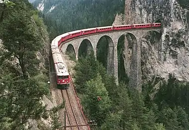 Landwasser Viaduct, 65 m (213 ft) high and 136 m (446 ft) long, built in 1902