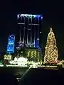 One Biscayne Tower at night during Christmas season 2002.  The Christmas tree shown at the time was the tallest one in the United States