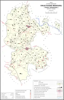 Map showing Makhi (#794) in Mianganj CD block