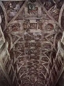 Picture of the Sistine Chapel ceiling, before restoration