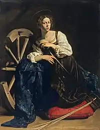 Oil painting of Catherine of Alexandria, by Caravaggio, 1595-1596
