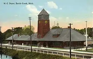 Post Card, Michigan Central Depot, Battle Creek, MI.