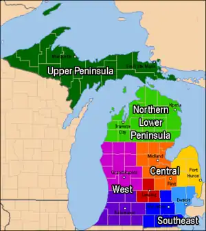 Northern Michigan is highlighted in light green.