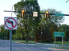 Typical set of traffic lights in East Lansing, Michigan