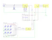 Wiring diagram for a hybrid wind/PV system