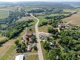 Wisconsin Highway 33 and Wisconsin Highway 162 junction in the center of Middle Ridge