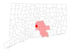 Middlefield's location within Middlesex County and Connecticut