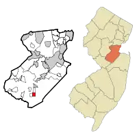 Map of Concordia CDP in Middlesex County. Inset: Location of Middlesex County in New Jersey.