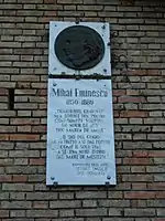 Mihai Eminescu plaque, Recanati, Italy