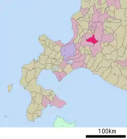 Location of Mikasa in Hokkaido (Sorachi Subprefecture)