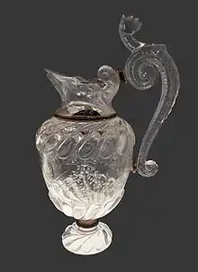 Rock crystal jug with cut festoon decoration by Milan workshop from the second half of the 16th century, National Museum in Warsaw. The city of Milan, apart from Prague and Florence, was the main Renaissance centre for crystal cutting.