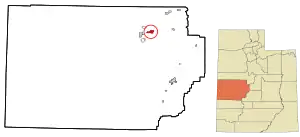 Location in Millard County and the state of Utah.